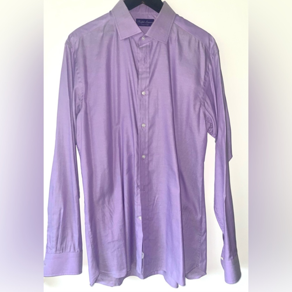 RALPH LAUREN MENS BUTTON DOWN SHIRT LONG SLEEVE COTTON SZ 16 1/2 MADE IN ITALY